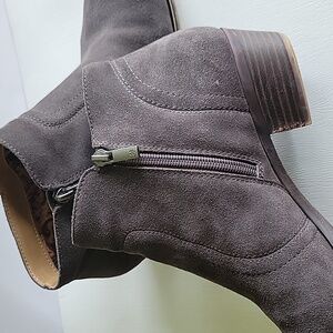 Lucky Brand -  Grey Zip Split Suede Ankle Booties 10M